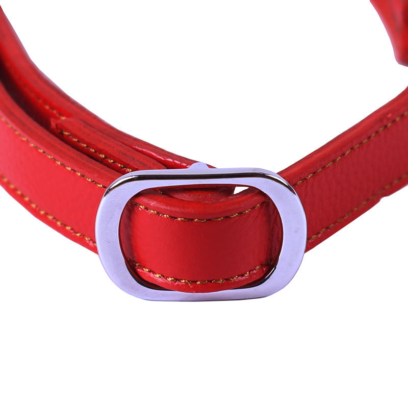 Semi-Controlled P Chain Collar Cowhide Small Dog Puppy Bandana