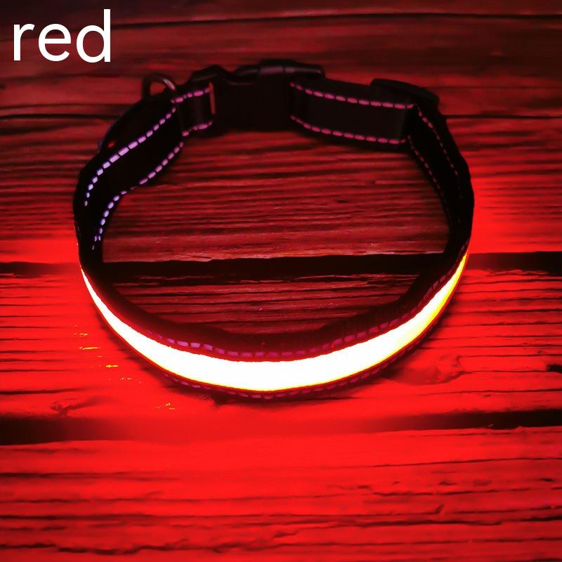 Led Luminous Dog Collar Highlight Reflective Leather Reflective Stripe Ribbon