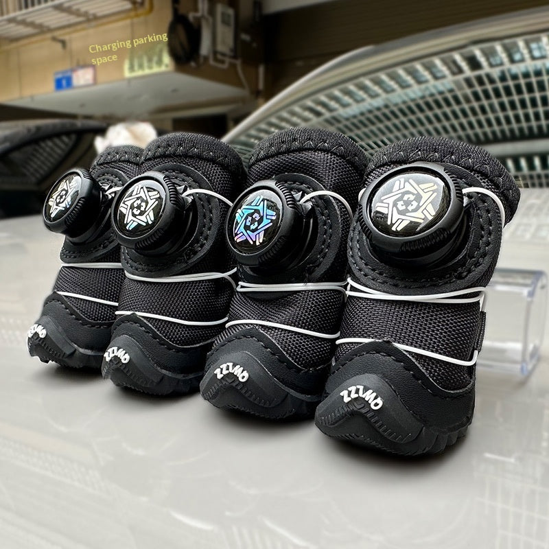 Cotton-Padded Button Dog Shoes