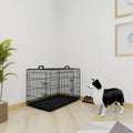 36 Inches Black Wire Dog Cage Double Lock Mechanism Two Doors Two Handles Double Bolt