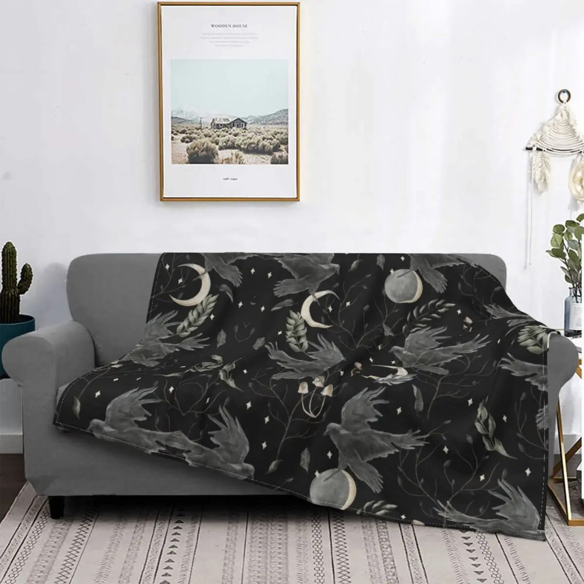 Gothic Halloween Witch Flannel Blanket