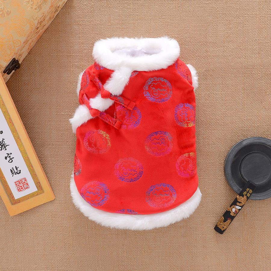 Dog Clothes Winter Thicken Warm Tang Suit
