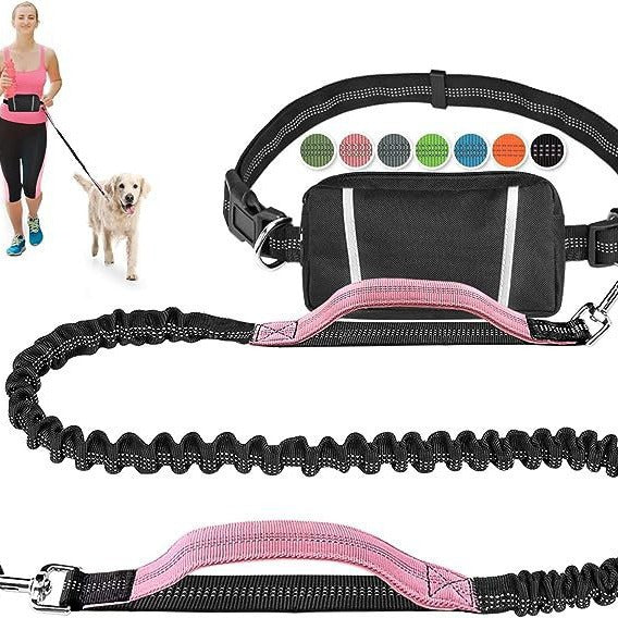 Reflective Dog Running Leash Set With Waist Bag