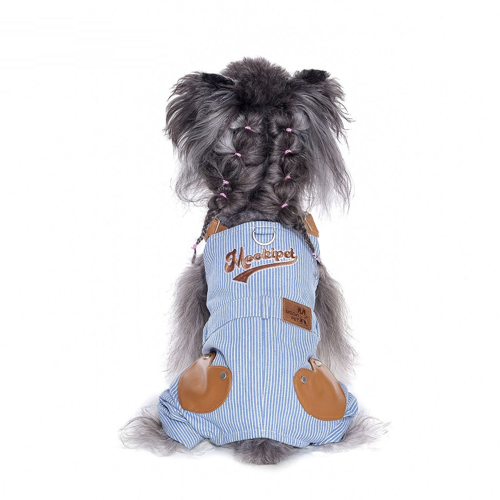 Blue Pet Suspender Pants Set