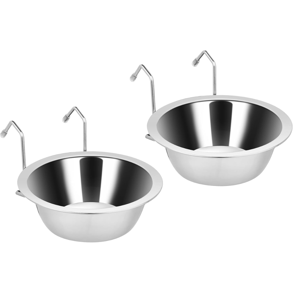 2Pcs Kennel Water Bowl Hanging,Stainless Steel Puppy Bowls For Small Dog Cage,Kennel, Crate, Catio Accessories,Dog Crate Water Bowl Dish Fee