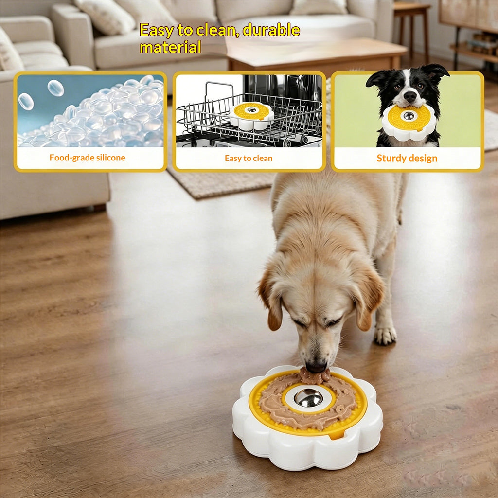 Rotating Pet Licking Bowl with Stainless Steel Ball