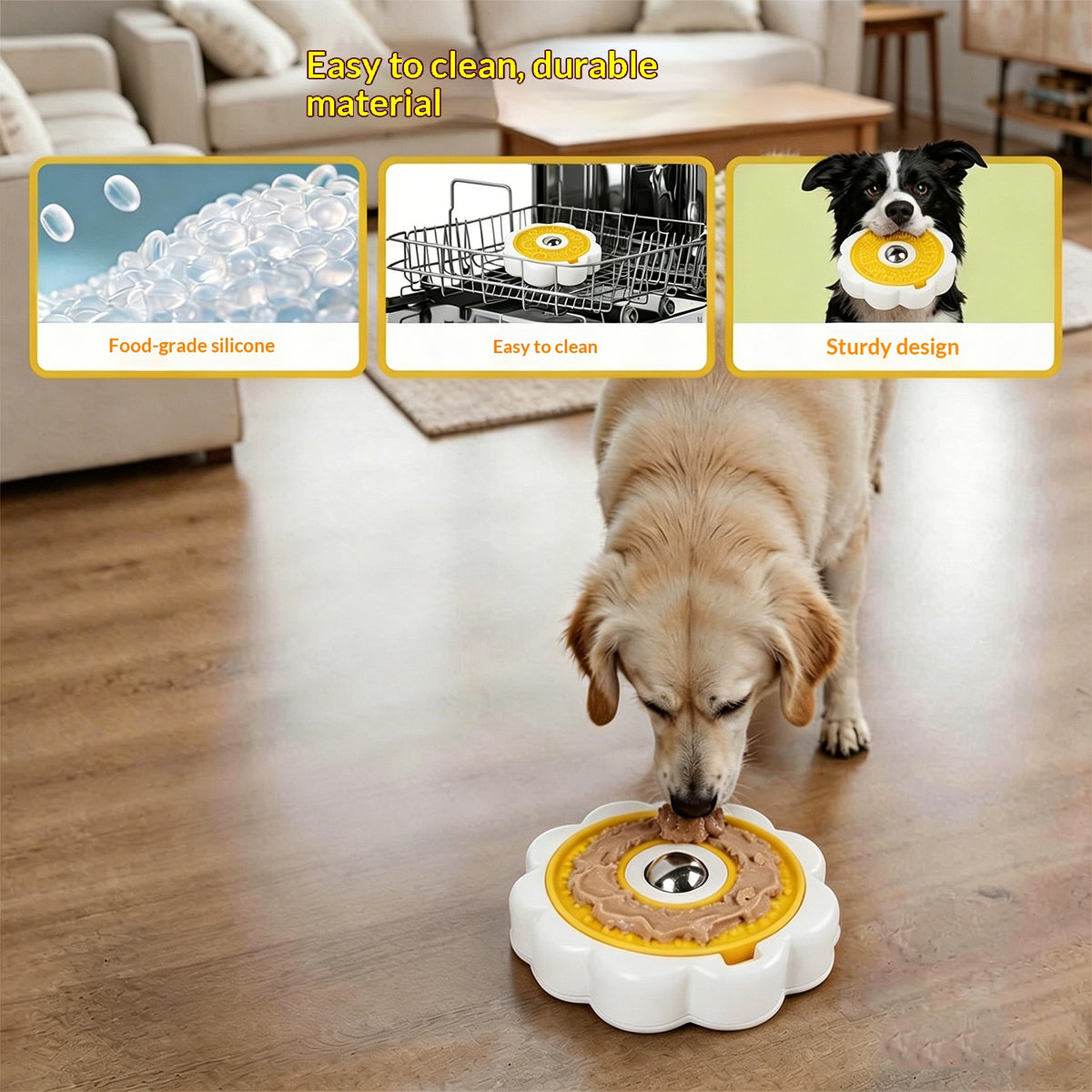 Rotating Pet Licking Bowl with Stainless Steel Ball