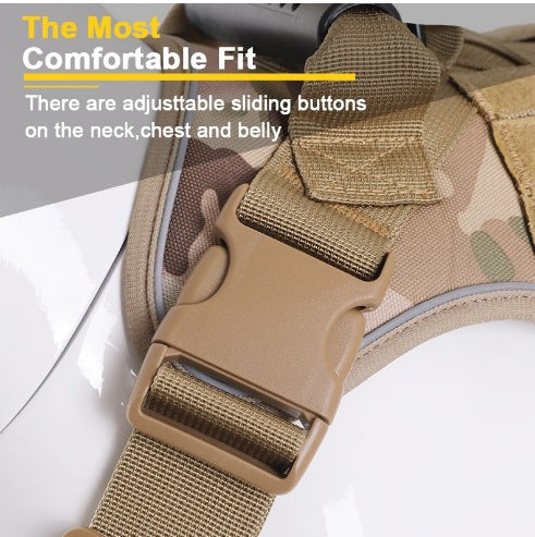 Pet Dog Anti-Breakaway And Anti-Rush Reflective Breathable Chest Harness For Walking Medium And Large Dogs, Tactical Chest Harness
