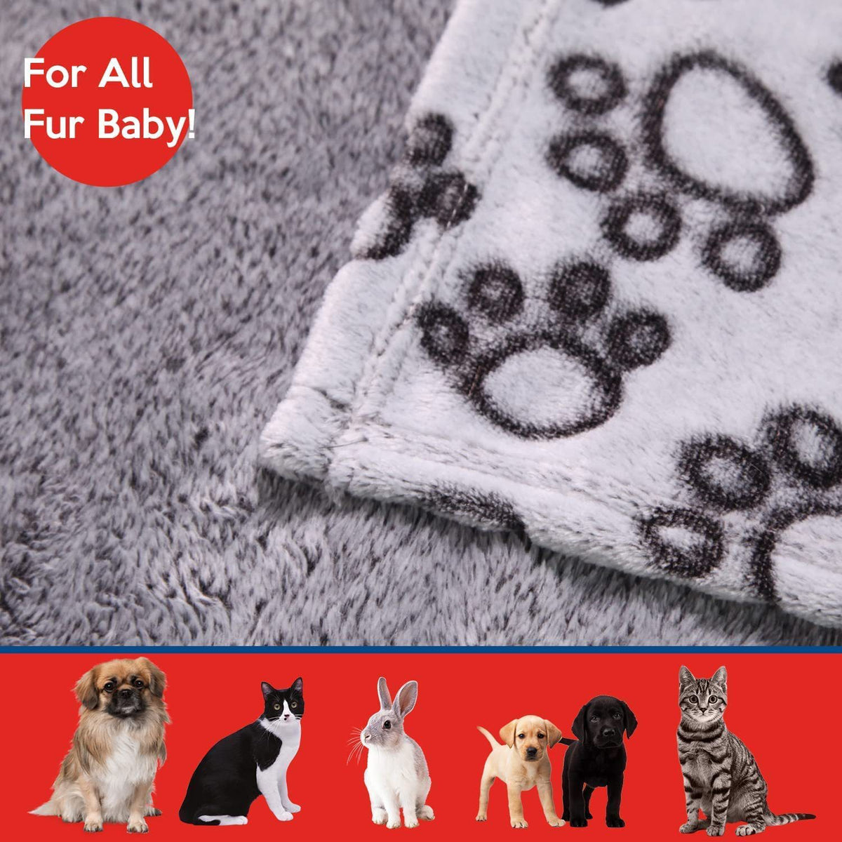 Flower Footprint Flannel Dog Blanket