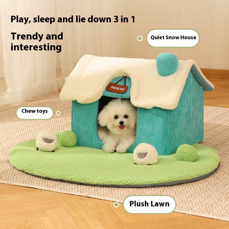 Creative Cartoon Printing Warm Pet Bed