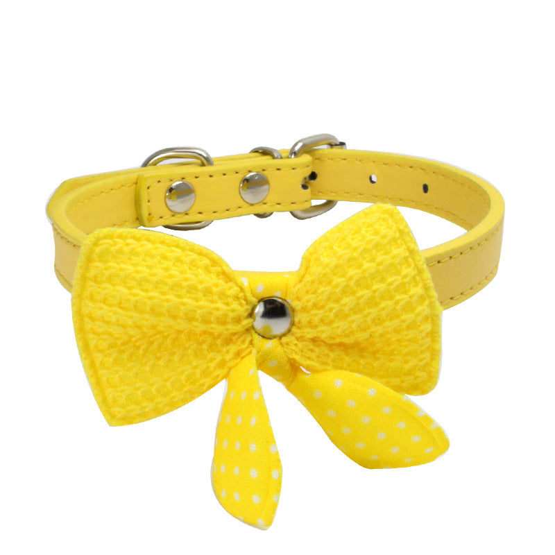 Wool Knitted Bow Pet Collar