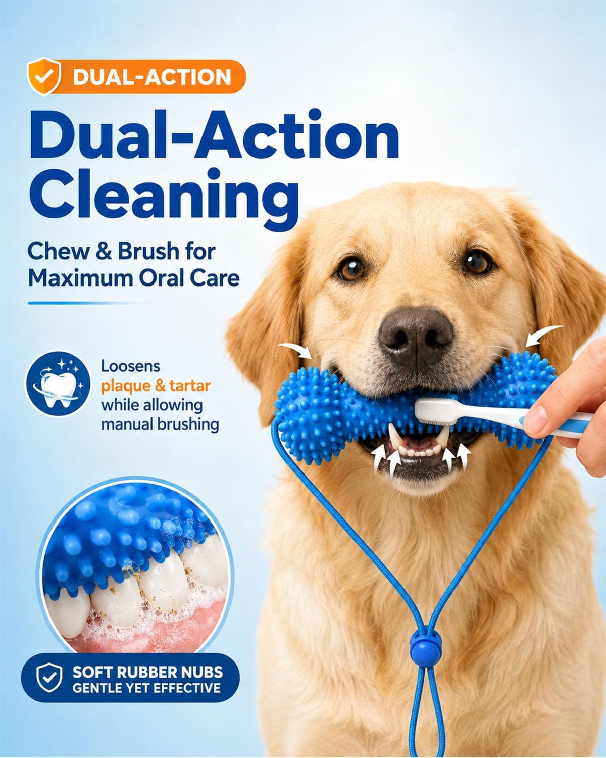 Dual-Action Dog Dental Chew And Brush Toy