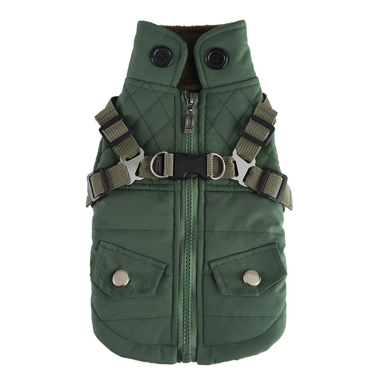 Dog Supplies Cotton Chest-Back Zip Jacket