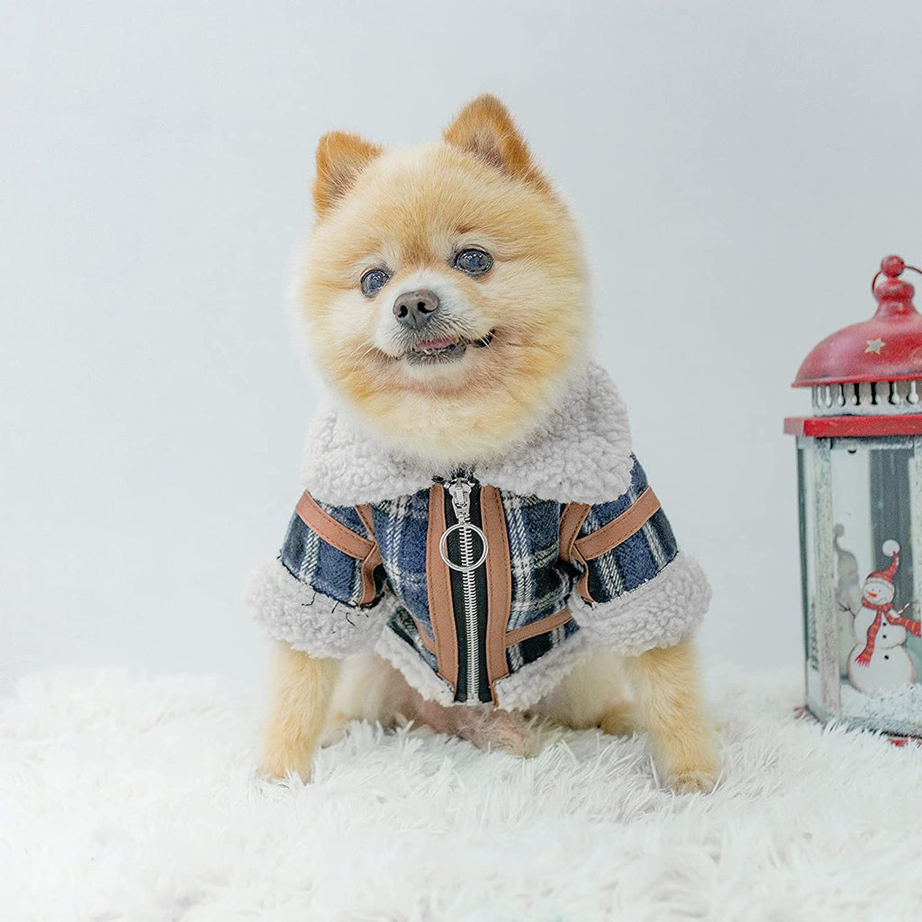 Warm Two-Legged Plaid Dog Clothes
