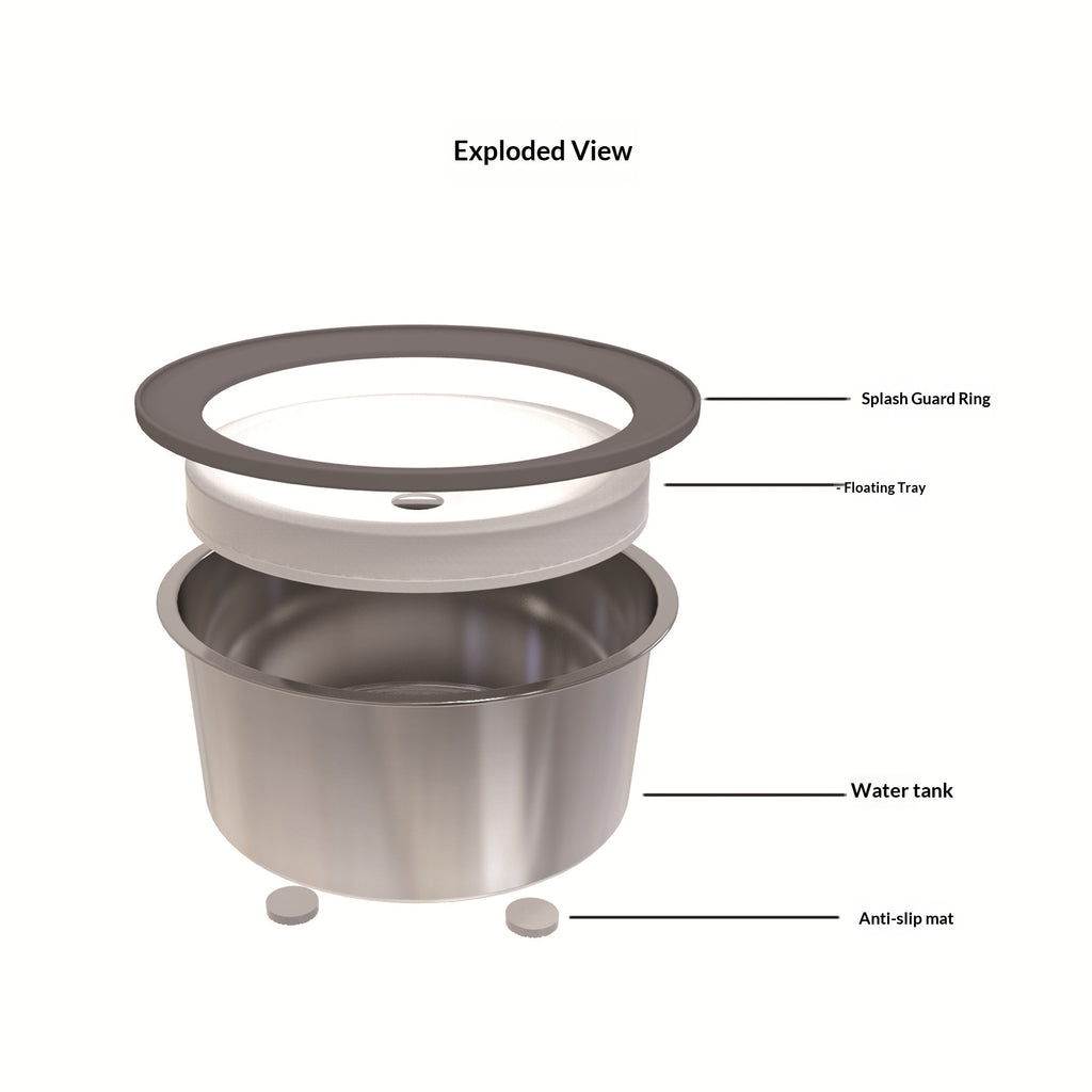 Pet Stainless Steel Water Bowl 2L No-Mess Floating Water Bowl