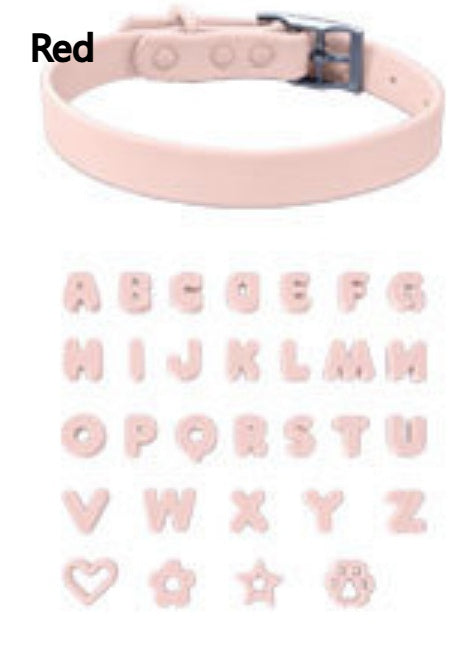 Pet Silicone Collar With Diy Letter And Rhinestone Accents, Adjustable