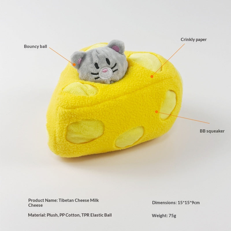 Cheese-Flavored Treat-Hiding Mouse Tpr Ball Interactive Chew Toy With Crinkle Sound
