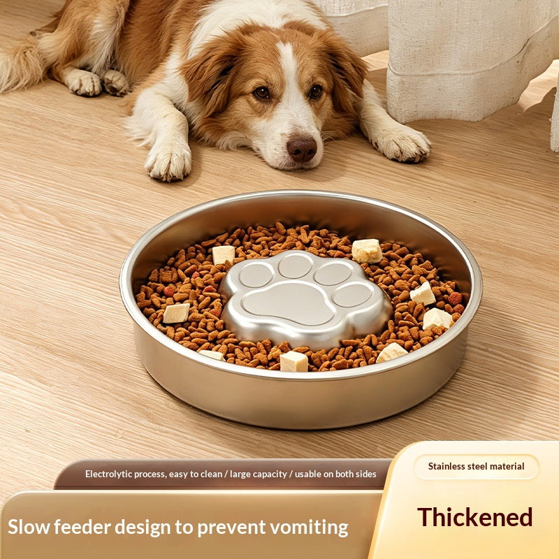 Thickened Stainless Steel Slow-Feed Dog Bowl