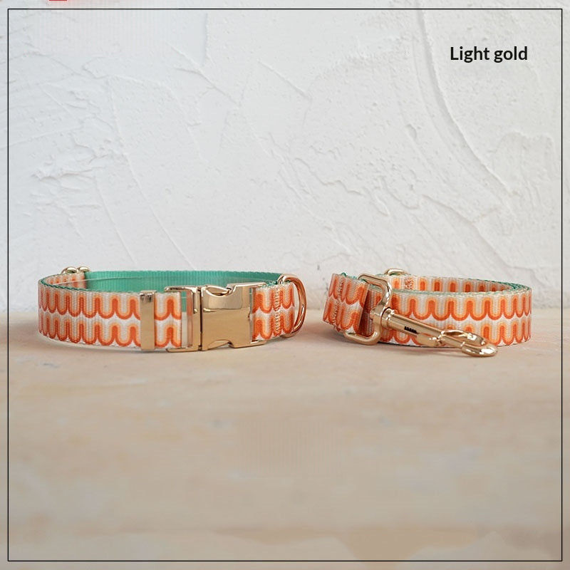 Soft Chinese-Style Dog Collar And Leash Set