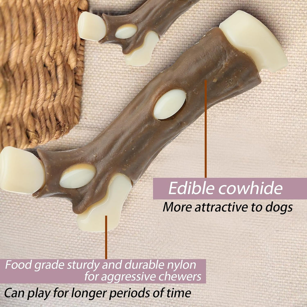 Dog Bones Chew Toys For Aggressive Chewers Real Beef Flavor Indestructible Dog Teething Chew Toys For Large Medium Small Puppies Breed Tough