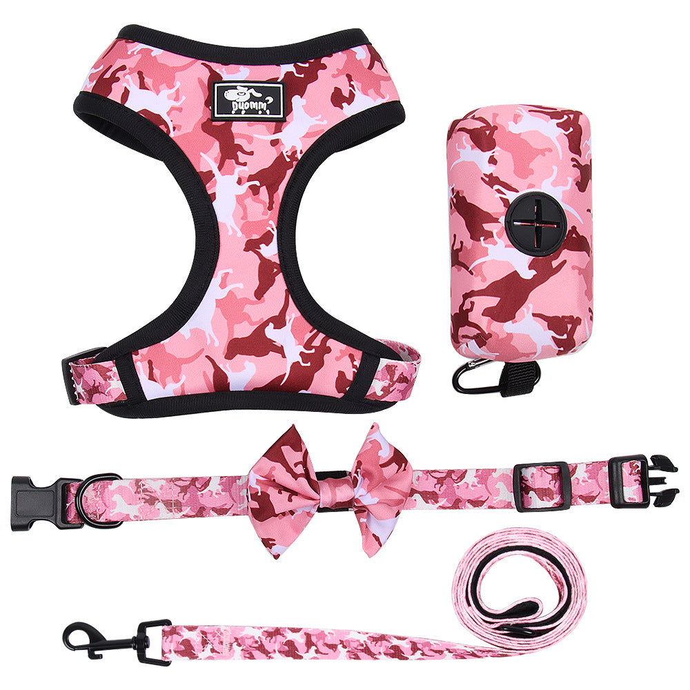 Printed Dog Chest Harness Set