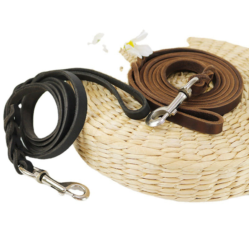 Pet Cowhide Dog Hand Holding Rope Thickened Medium Large Dog Walking Cowhide Strip Golden Retrievergerman Shepherd