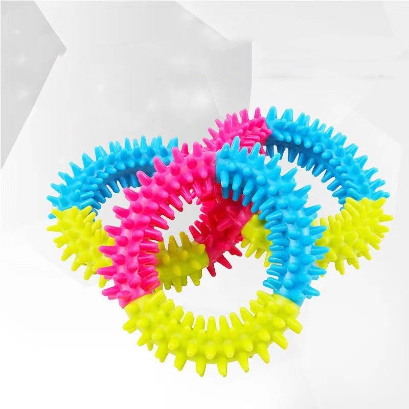 Tpr Rubber Three-Color Thorn Ring Bite-Resistant Toys