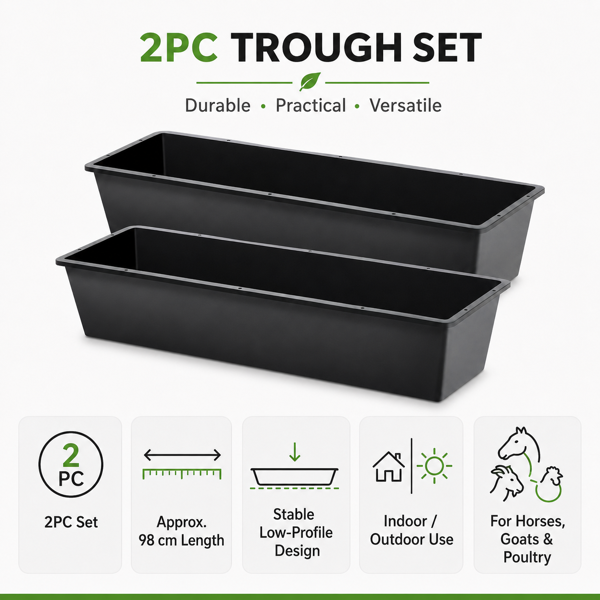2-Piece Dual-Purpose Plastic Livestock Feed Trough Suitable For Daily Feeding Of Horses, Goats, Pigs And Other Animals Widely Adaptable To H