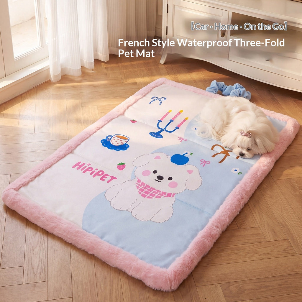 Warm Three-Fold Plush Pet Mat for Dogs