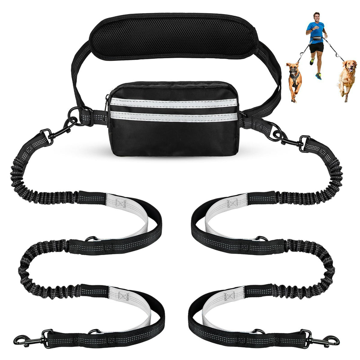 Pet Running Leash with Waist Bag