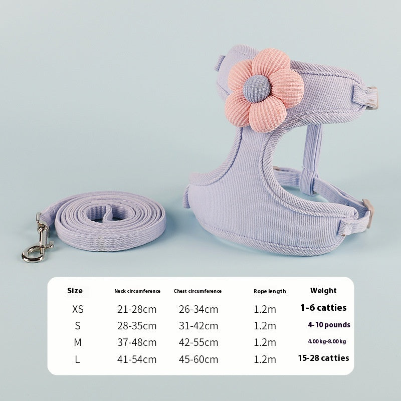 Pet Flower Hand Holding Rope Vest Chest Back