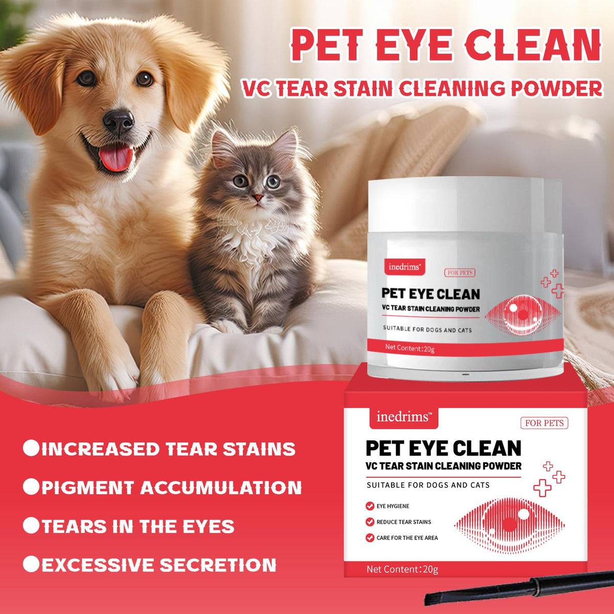 Pet Tear Stain Removal Powder - Natural And Gentle Formula, Eye And Fur Care, Tear Stain Removal And Brightening, An Essential Product For P