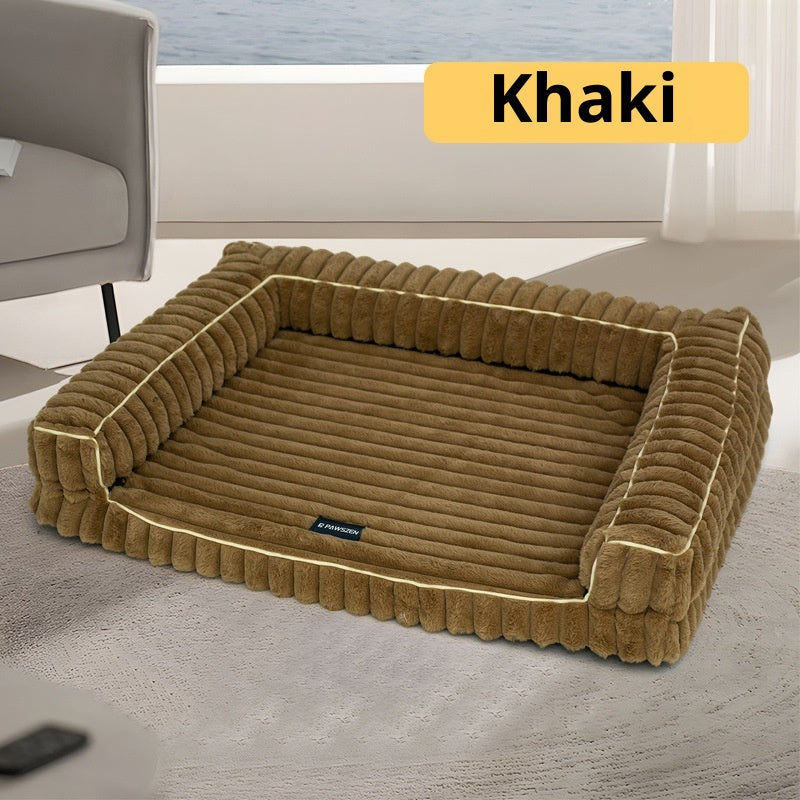 Kennel Stripe Dehaired Angora Removable Pet Bed