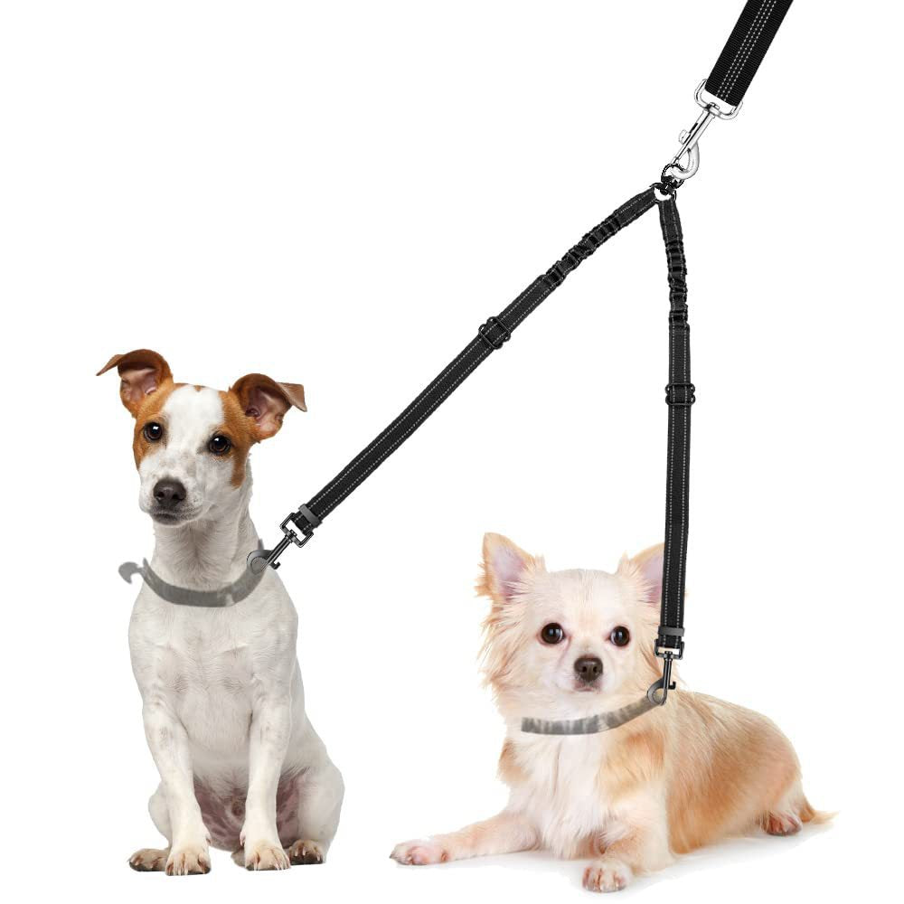 Double Dog Leash With 360 Rotating Reflective Belt
