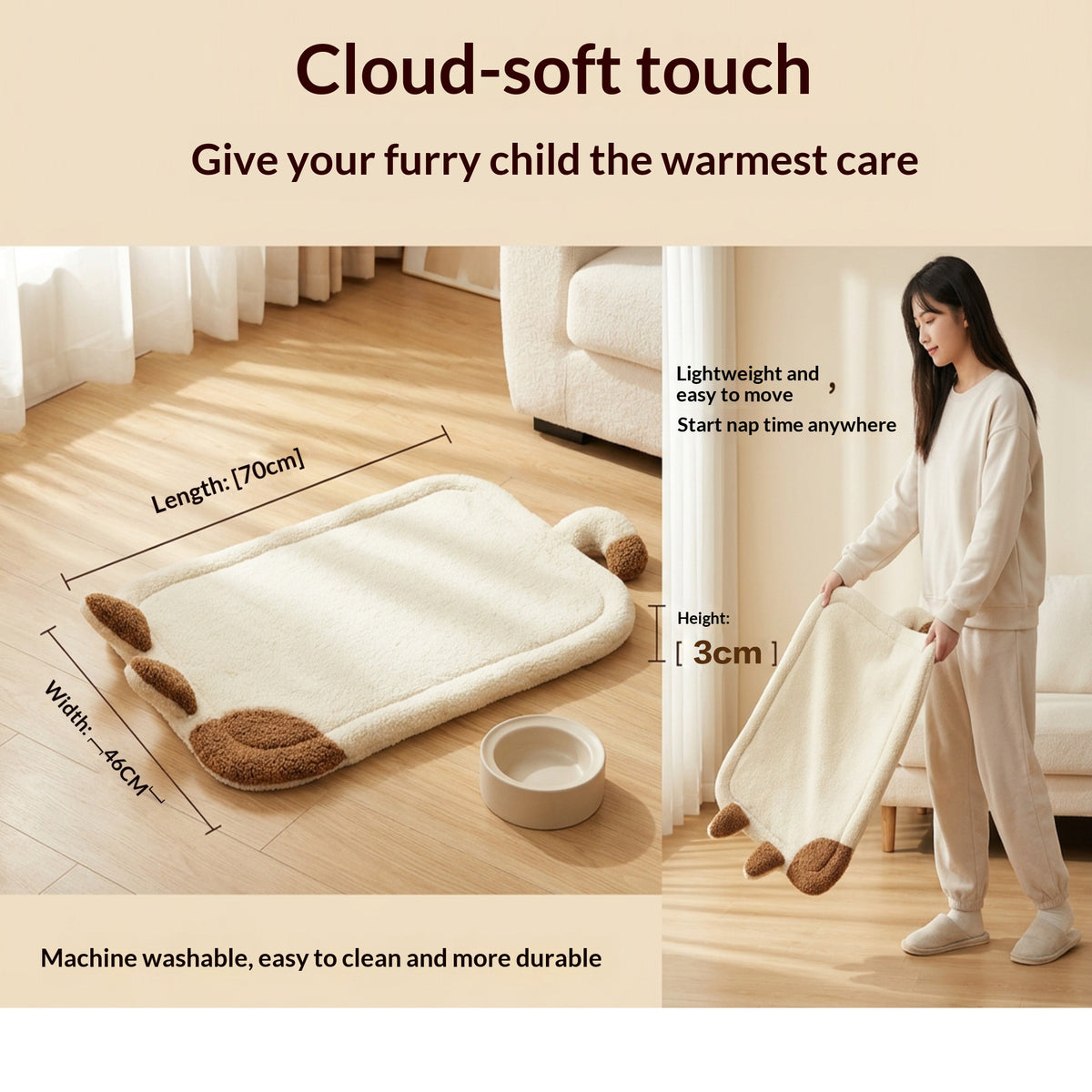 Soft Machine Washable Lambskin Dog Cushion