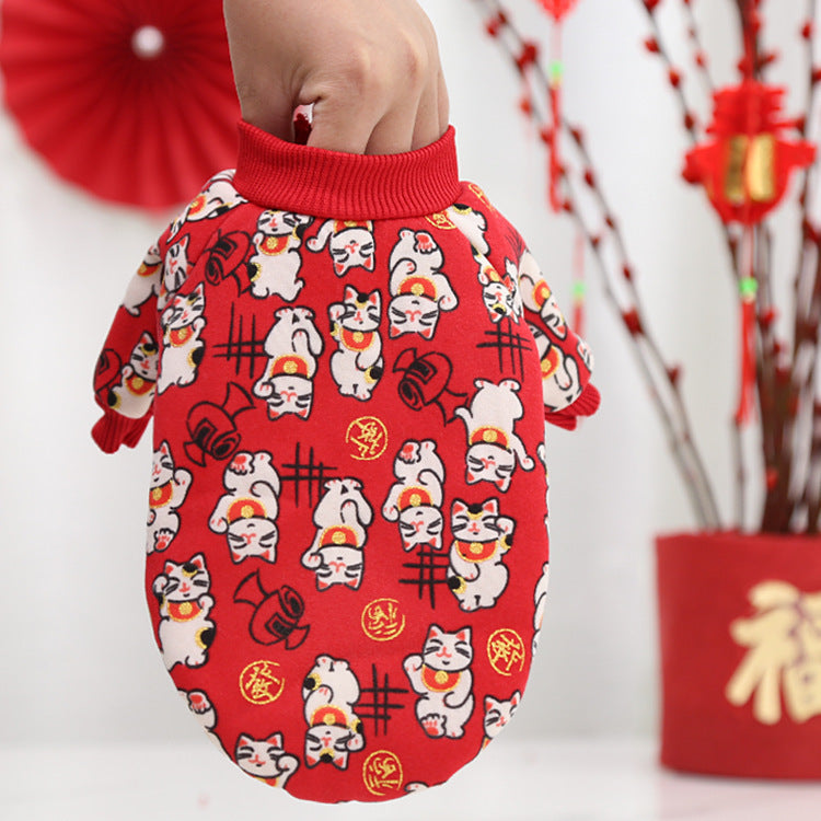 New Year'S Dress Pet Sweater Thin Fleece
