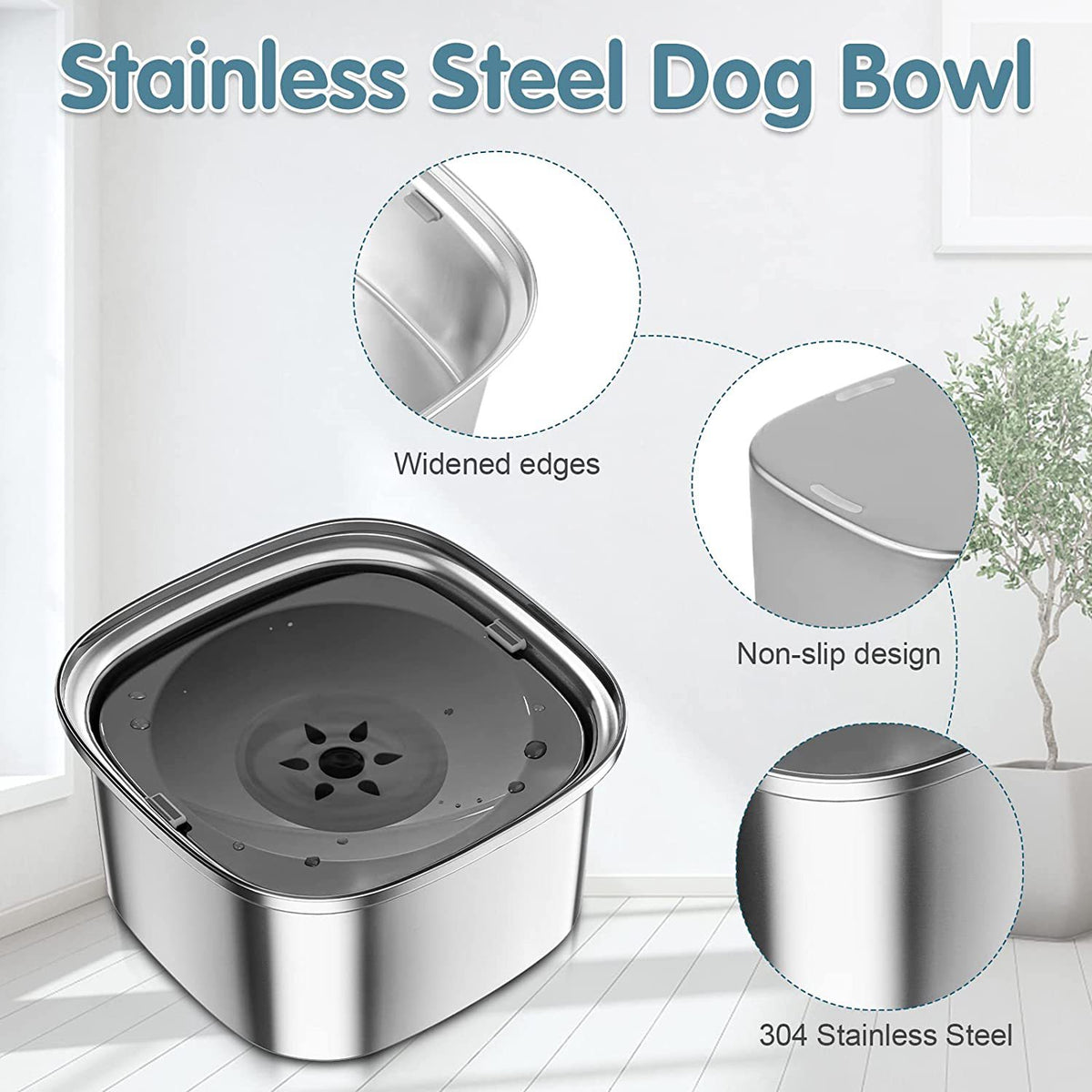 Large Floating Stainless Steel Pet Water Bowl