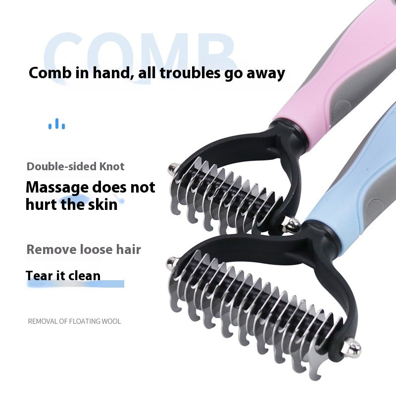 Double-Sided Stainless Steel Pet Hair Unknotting Comb