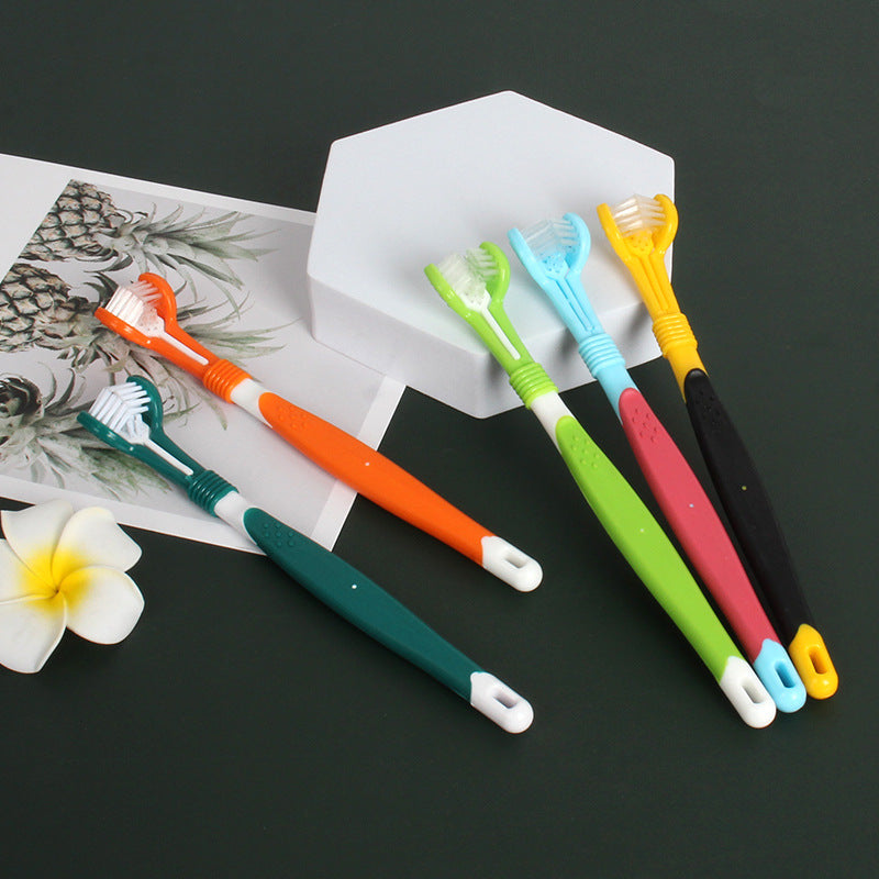 Three-Head Plastic Pet Toothbrush