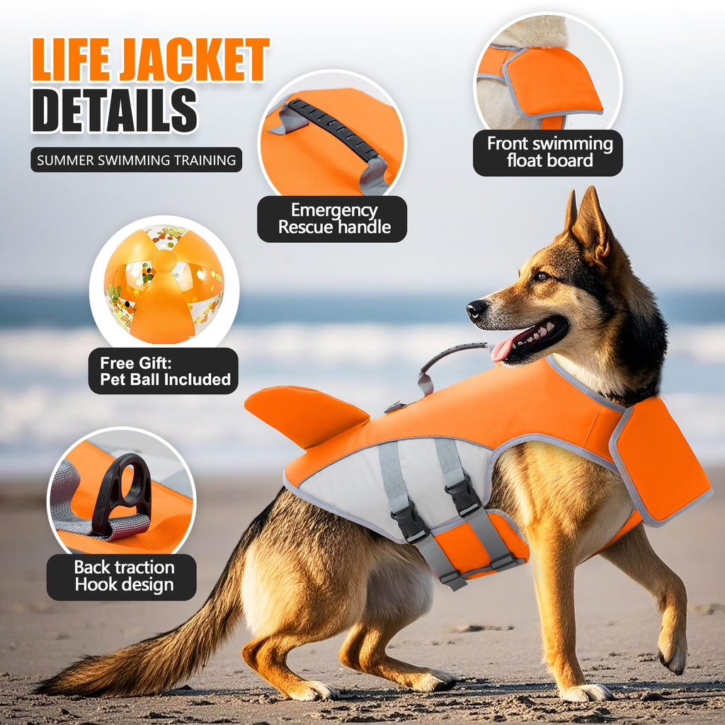 Shark Dog Life Jacket With Rescue Handle