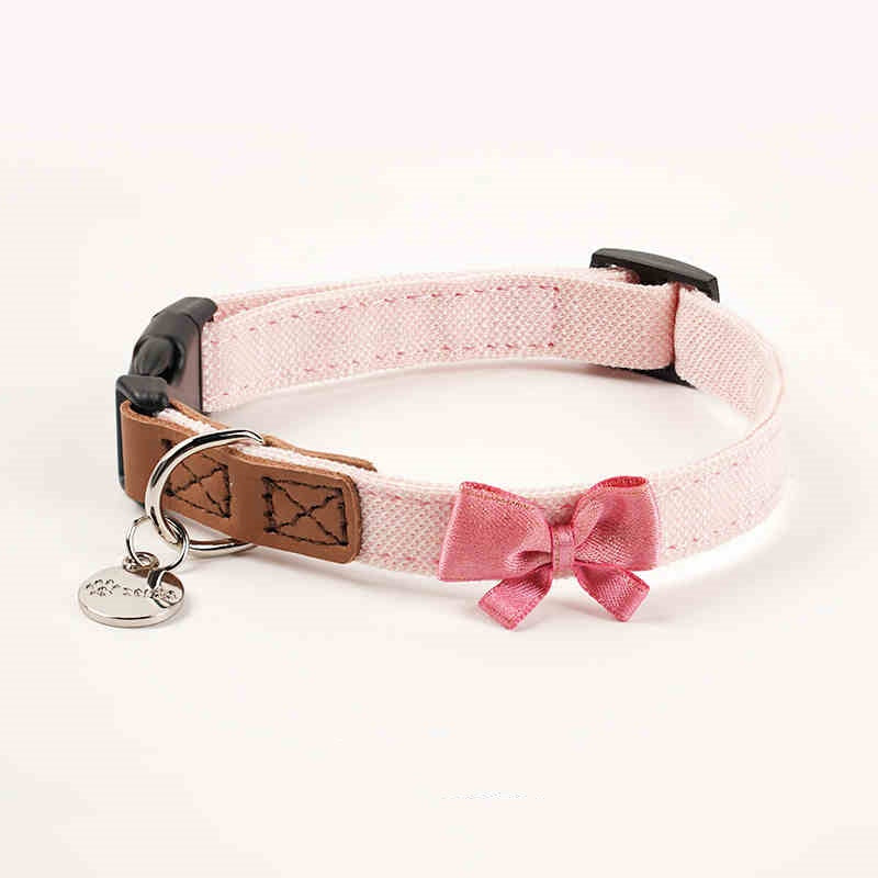 Pet Dog Hand Holding Rope Cute Bow Collar Tone