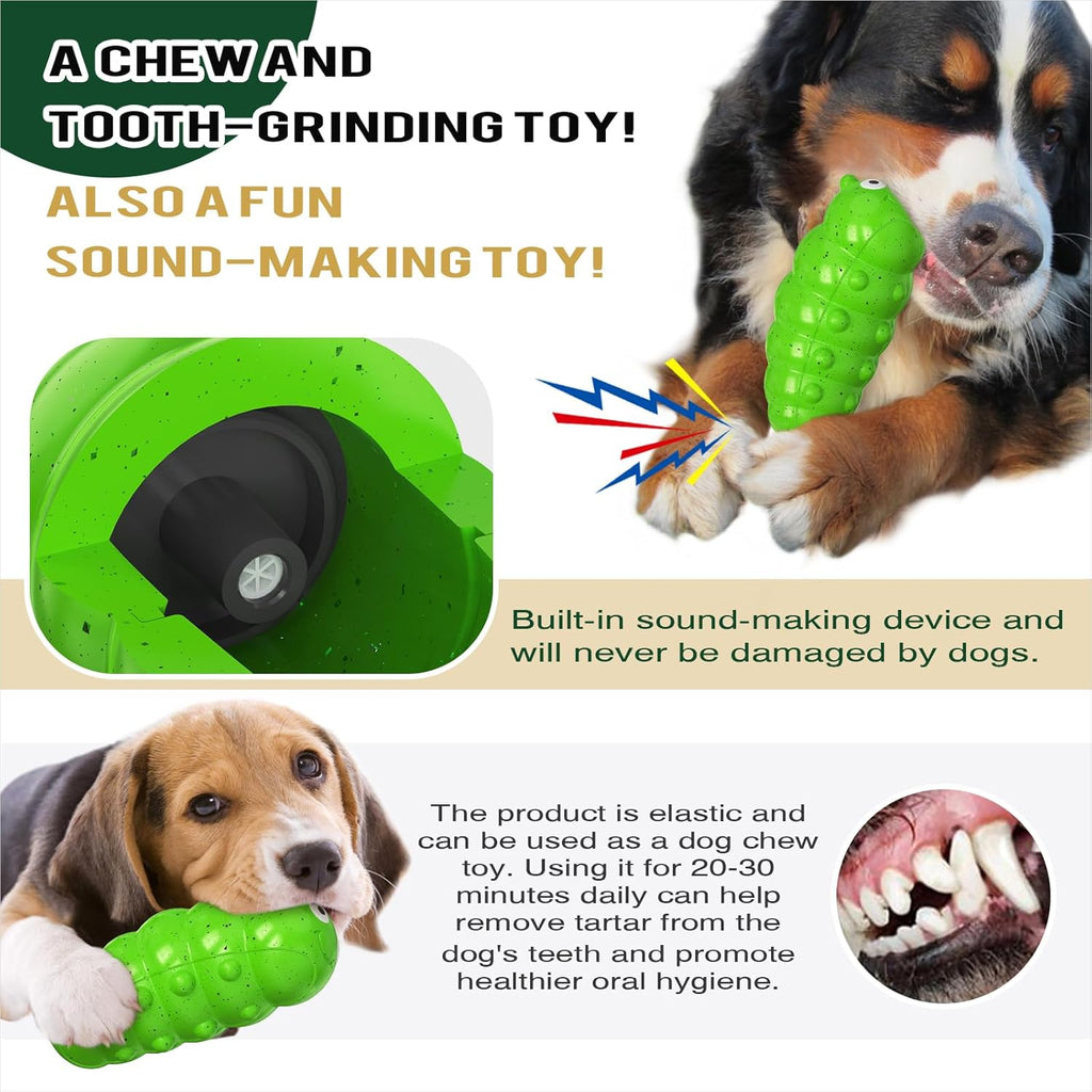 Dog Chew Toy, Tpr Squeaky Bite Resistant Bug Shaped Interactive Training Indoor Outdoor Green Large Dogs All Breed Sizes