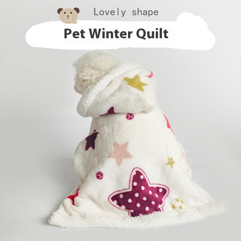 Warm Coral Fleece Dog Cloak Pajamas