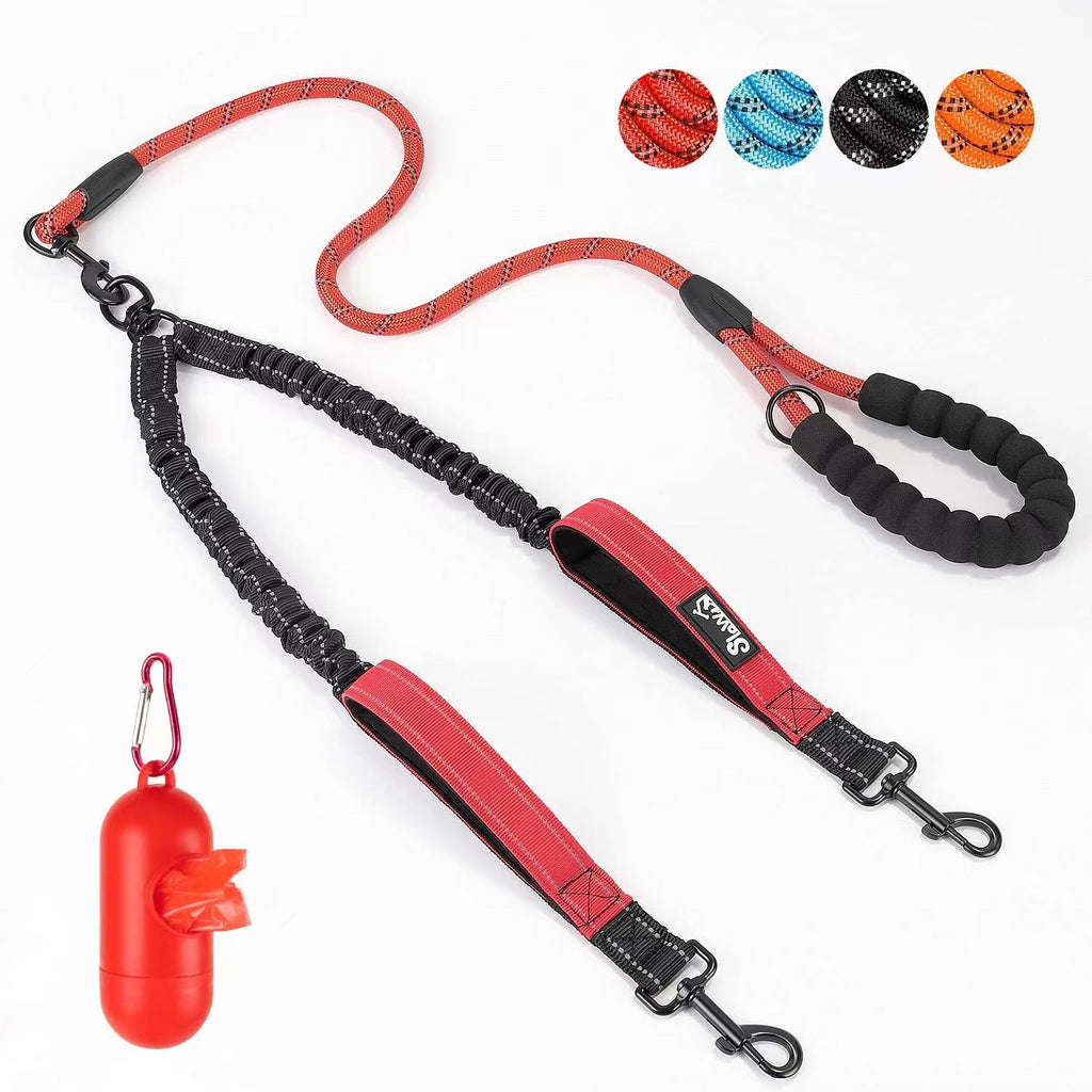 Anti-Escape Double Dog Leash with Reflective Strap