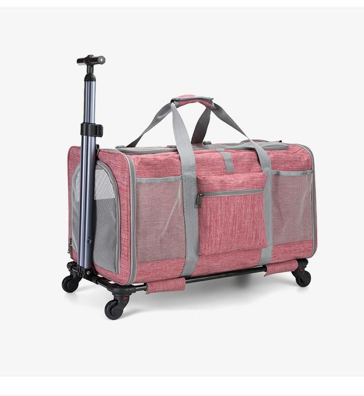 Portable Foldable Universal Wheel Breathable Hand-Held Cross-Body Large-Capacity Pet Bag
