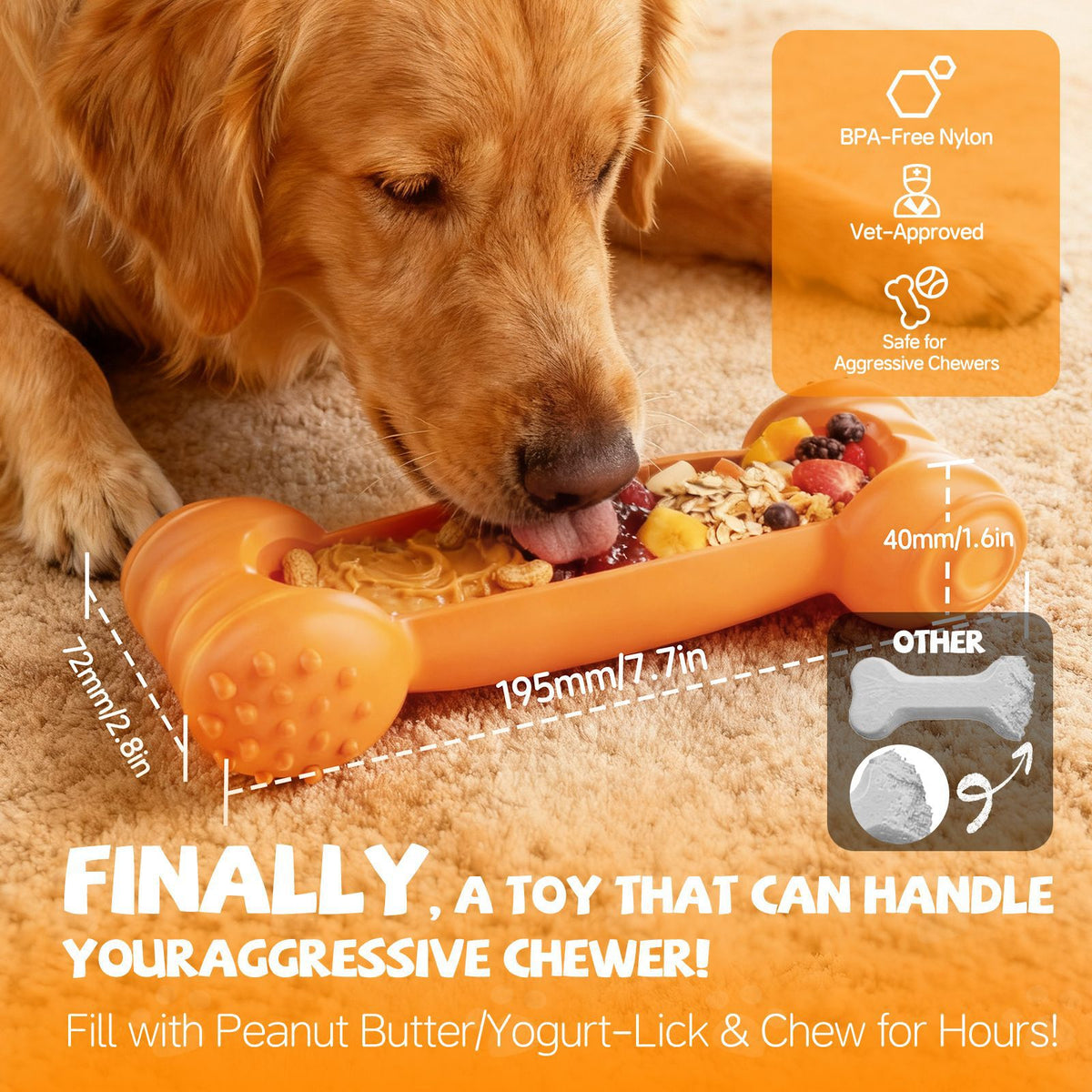 2-Piece Set Of Dog Lick Bones Slow-Feeding Durable Chewable Teeth-Cleaning Toys