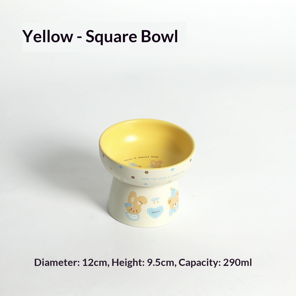 Large-Diameter Ceramic Pet Bowl With Sloped Rim
