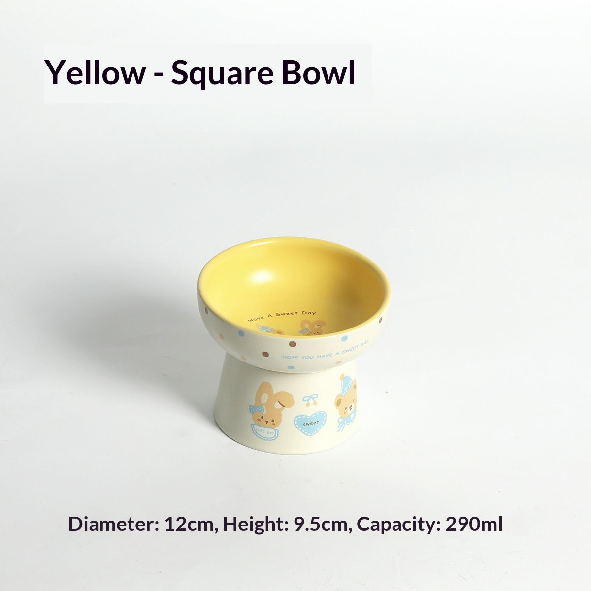 Large-Diameter Ceramic Pet Bowl With Sloped Rim