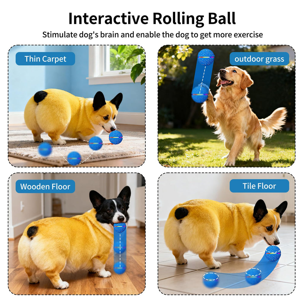 Interactive Dog Toys Ball, Smart Moving Bouncing Dog Ball With Colorful Lights, Automatic Moving, Bouncing And Rotating, E-Tpu Material, Dog