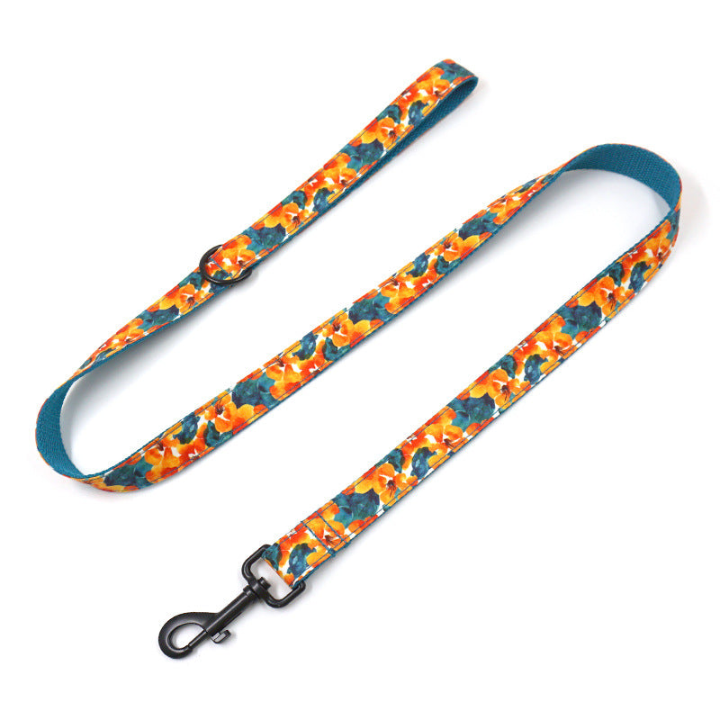 Cross-Border New Hawaiian Dog Collar Leash Bow Set